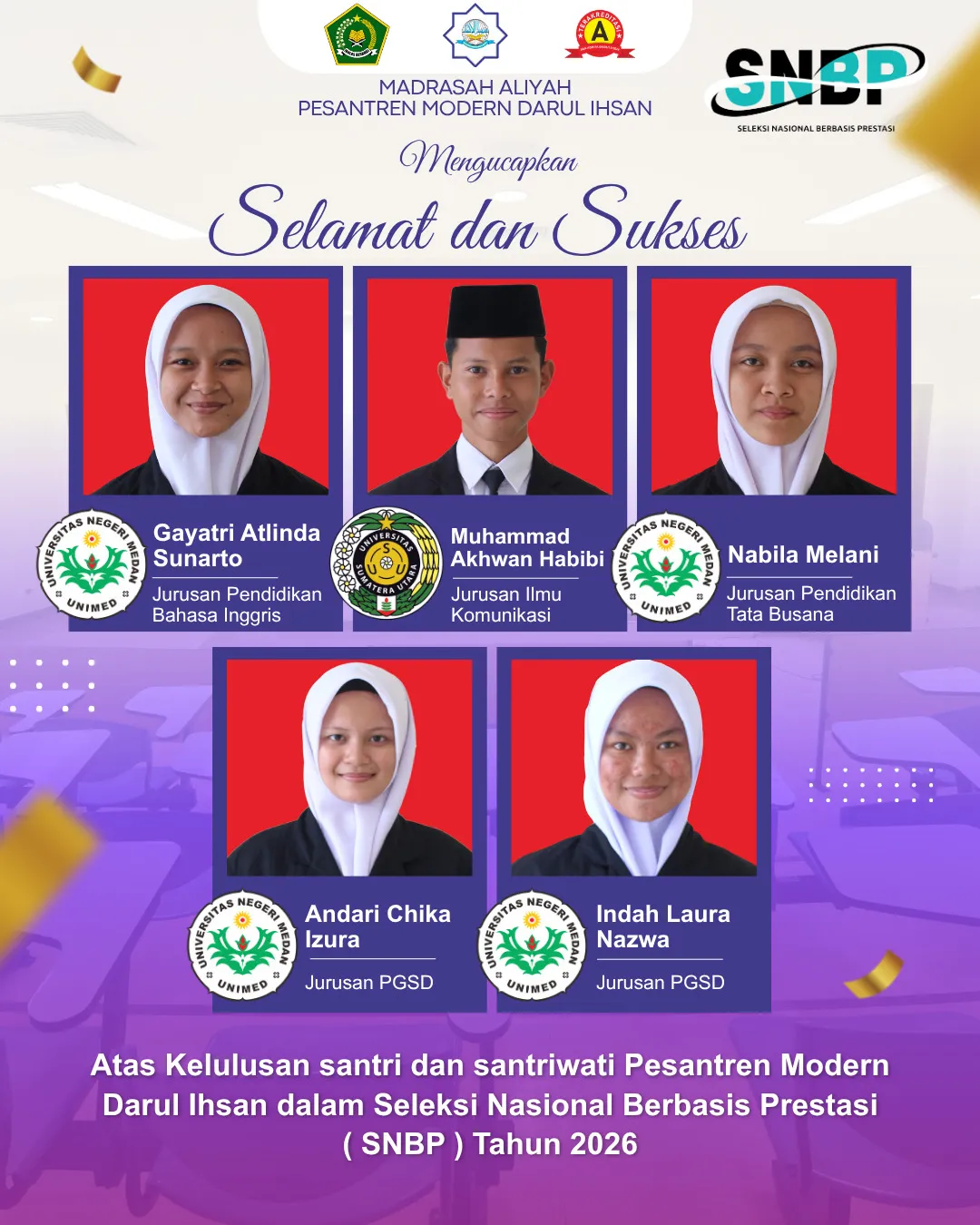 Santri dan Santriwati MAS PMDI Lulus SNBP & SPAN-PTKIN 2026